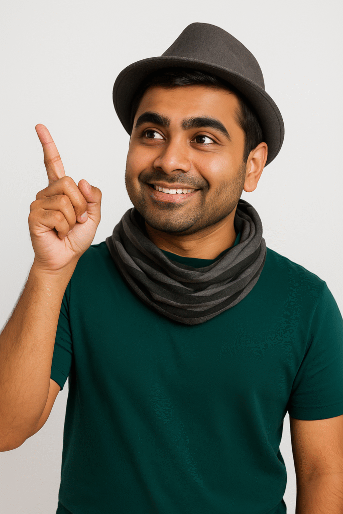 Home 15 A picture of Abdullah, pointing finger towards services